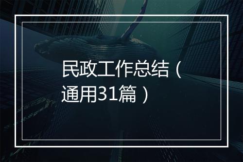 民政工作总结（通用31篇）