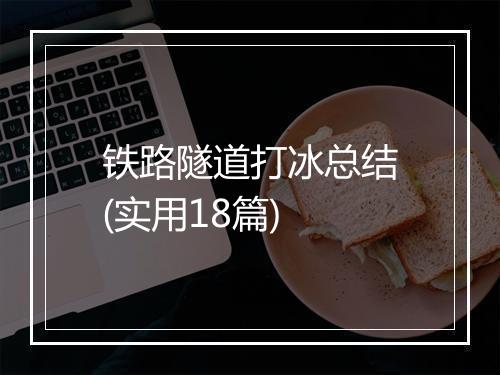 铁路隧道打冰总结(实用18篇)