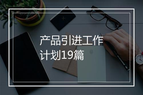 产品引进工作计划19篇