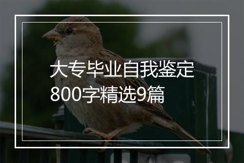大专毕业自我鉴定800字精选9篇