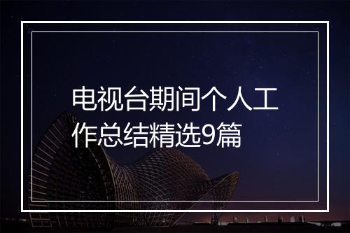 电视台期间个人工作总结精选9篇