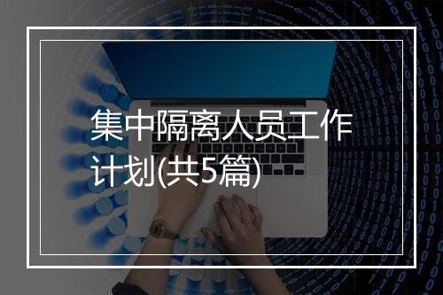 集中隔离人员工作计划(共5篇)