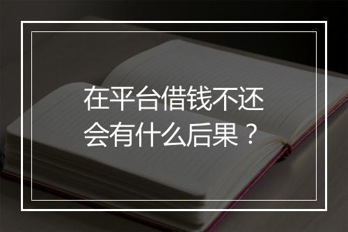 在平台借钱不还会有什么后果？