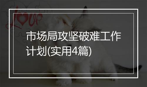 市场局攻坚破难工作计划(实用4篇)