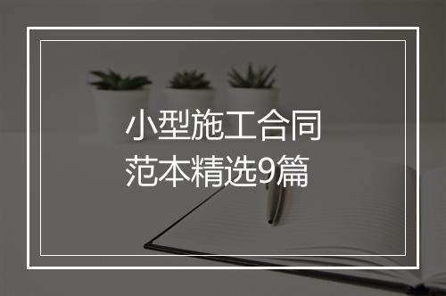 小型施工合同范本精选9篇