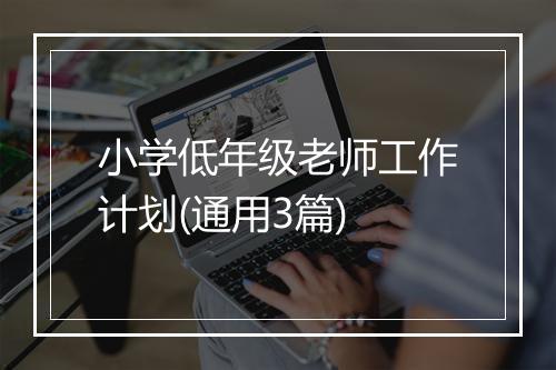 小学低年级老师工作计划(通用3篇)