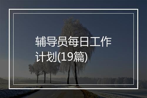 辅导员每日工作计划(19篇)