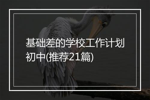 基础差的学校工作计划初中(推荐21篇)