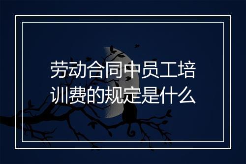 劳动合同中员工培训费的规定是什么