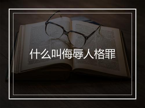什么叫侮辱人格罪