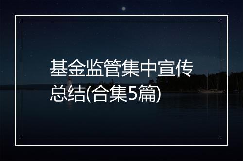 基金监管集中宣传总结(合集5篇)