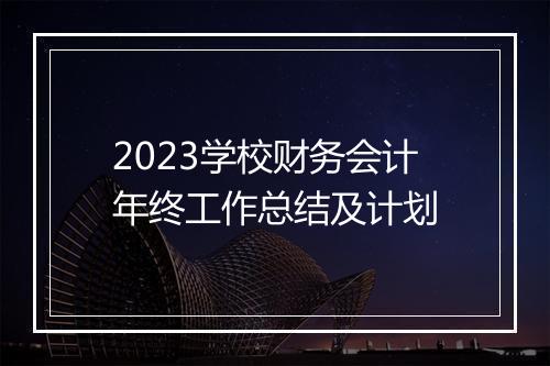 2023学校财务会计年终工作总结及计划
