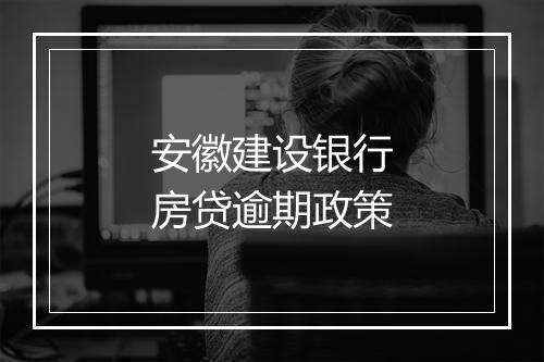 安徽建设银行房贷逾期政策