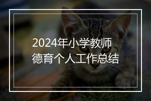 2024年小学教师德育个人工作总结