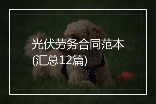 光伏劳务合同范本(汇总12篇)