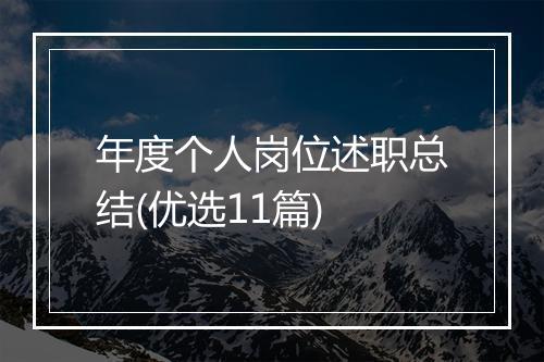 年度个人岗位述职总结(优选11篇)