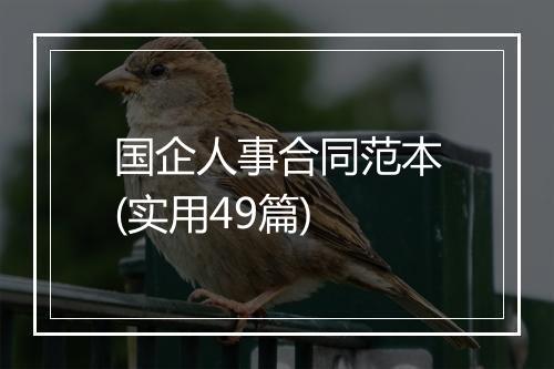 国企人事合同范本(实用49篇)