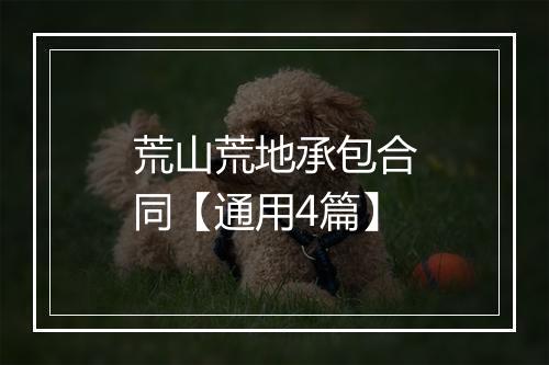 荒山荒地承包合同【通用4篇】
