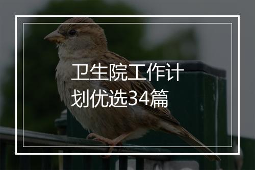 卫生院工作计划优选34篇