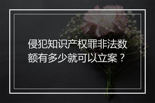 侵犯知识产权罪非法数额有多少就可以立案？