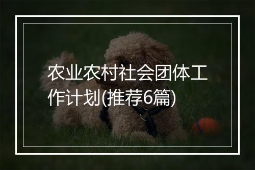 农业农村社会团体工作计划(推荐6篇)