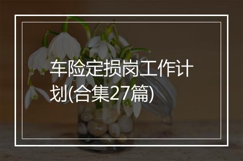 车险定损岗工作计划(合集27篇)