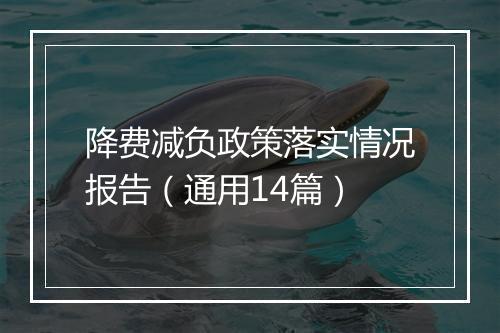 降费减负政策落实情况报告（通用14篇）