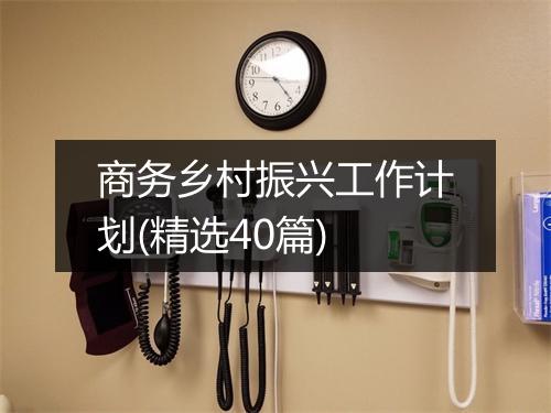 商务乡村振兴工作计划(精选40篇)