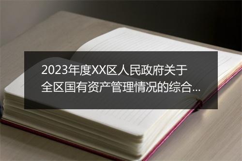 2023年度XX区人民政府关于全区国有资产管理情况的综合报告