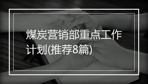 煤炭营销部重点工作计划(推荐8篇)