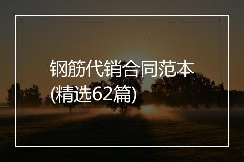 钢筋代销合同范本(精选62篇)