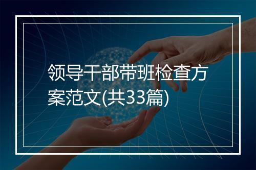领导干部带班检查方案范文(共33篇)