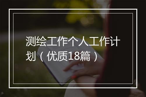 测绘工作个人工作计划（优质18篇）