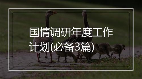 国情调研年度工作计划(必备3篇)