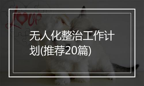 无人化整治工作计划(推荐20篇)