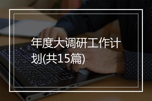 年度大调研工作计划(共15篇)