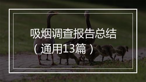 吸烟调查报告总结（通用13篇）