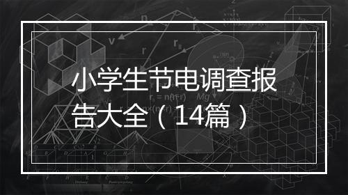小学生节电调查报告大全（14篇）