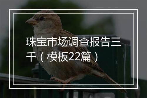 珠宝市场调查报告三千（模板22篇）