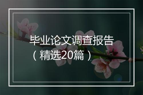 毕业论文调查报告（精选20篇）