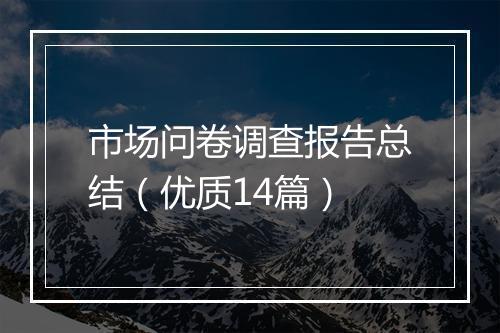 市场问卷调查报告总结（优质14篇）