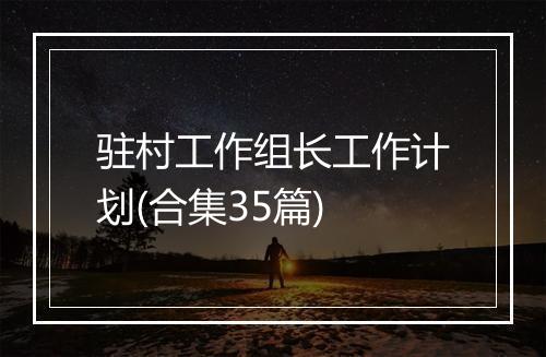 驻村工作组长工作计划(合集35篇)