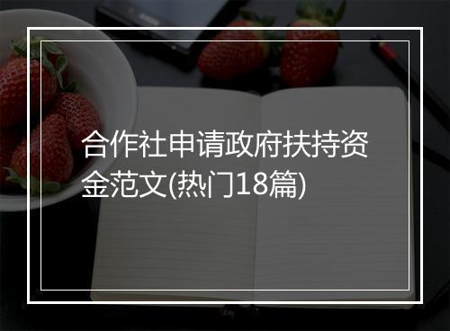 合作社申请政府扶持资金范文(热门18篇)