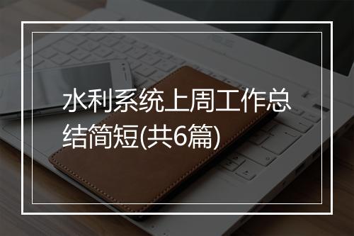 水利系统上周工作总结简短(共6篇)