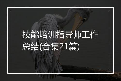 技能培训指导师工作总结(合集21篇)