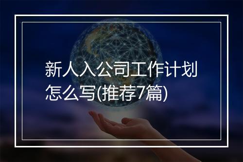 新人入公司工作计划怎么写(推荐7篇)