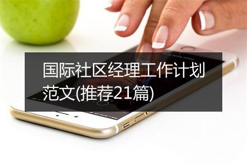 国际社区经理工作计划范文(推荐21篇)