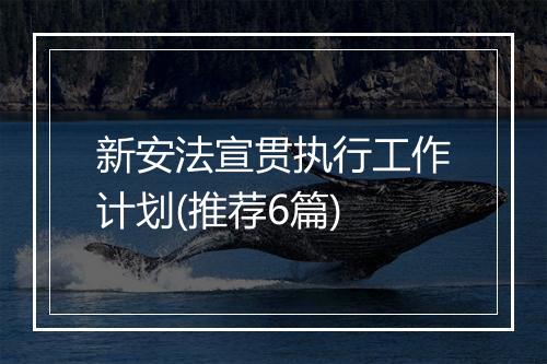 新安法宣贯执行工作计划(推荐6篇)