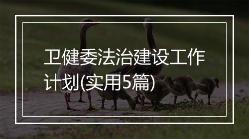 卫健委法治建设工作计划(实用5篇)