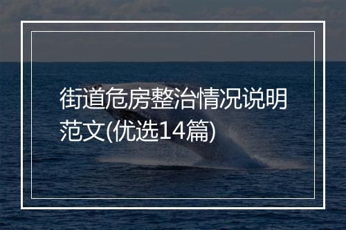 街道危房整治情况说明范文(优选14篇)